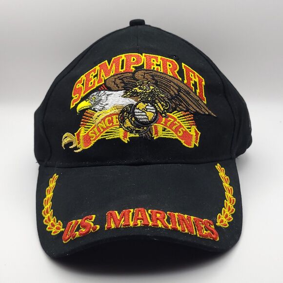USMC Semper Fi Hat US Marines on Brim Anchor Globe Eagle Crest Embroidered New - Picture 1 of 10